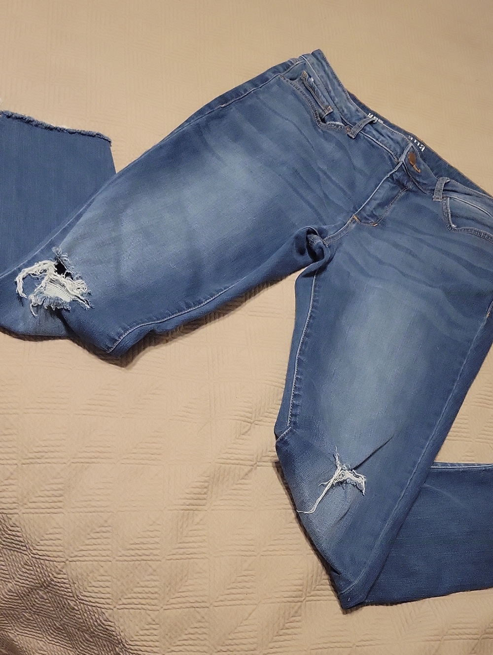 ANA Blue Distressed Skinny Jeans Size 14